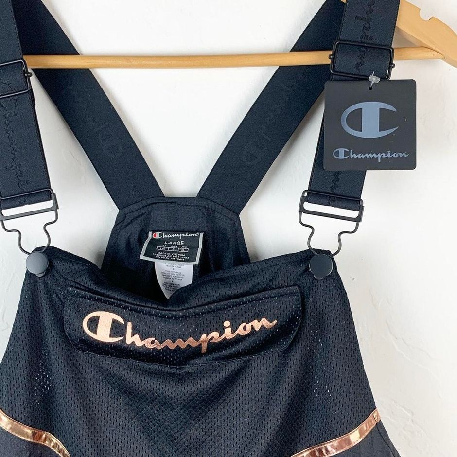 Champion New Nylon Overalls Jumpsuit Black Rose Gold Curtsy