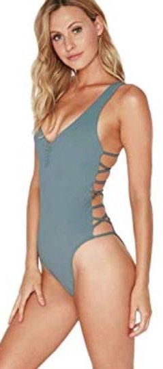 L Space Blue One Piece Swim Suit Curtsy