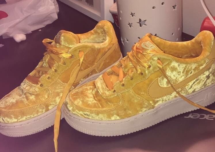 yellow velvet air force 1