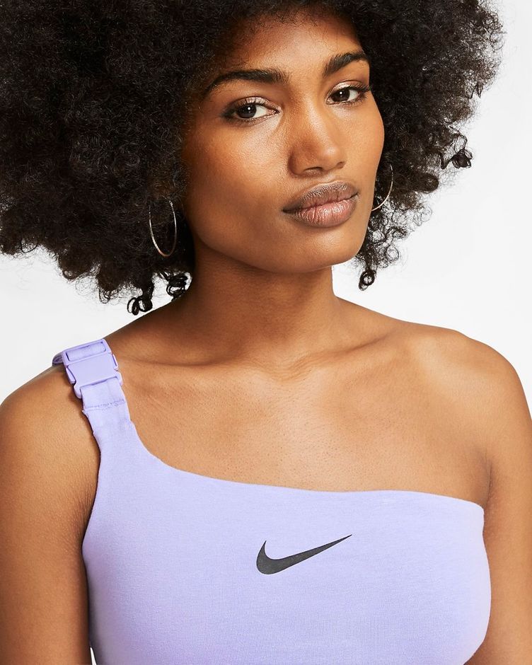 nike one shoulder buckle top