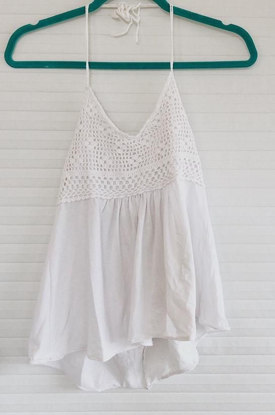 white crochet halter top