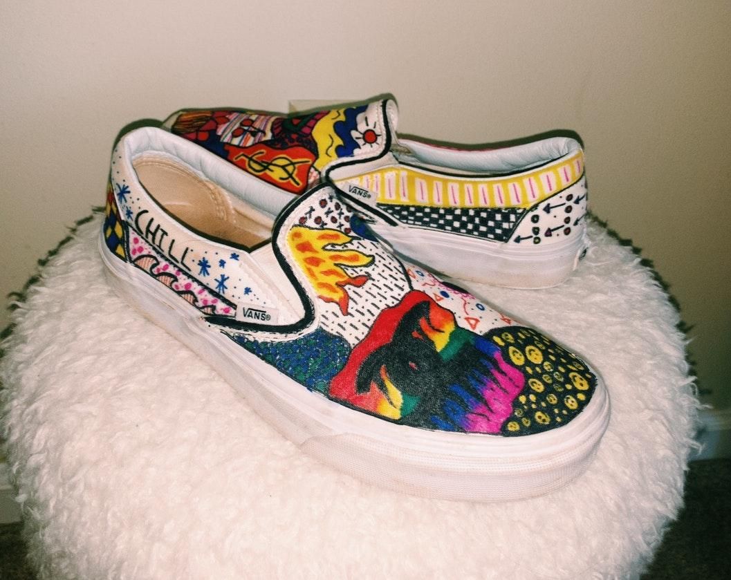 decorated white vans