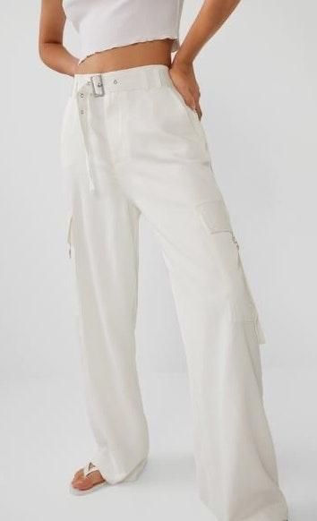satin cargo pants zara