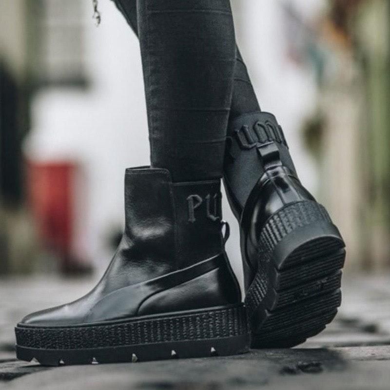 puma fenty black platform creepers