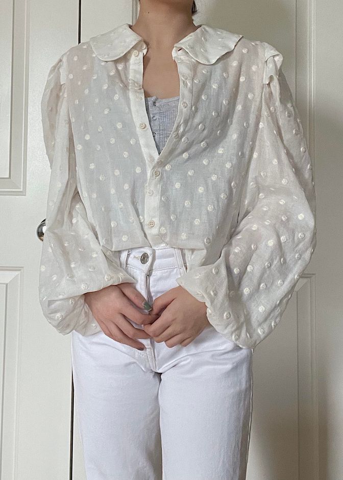 zara spotty blouse