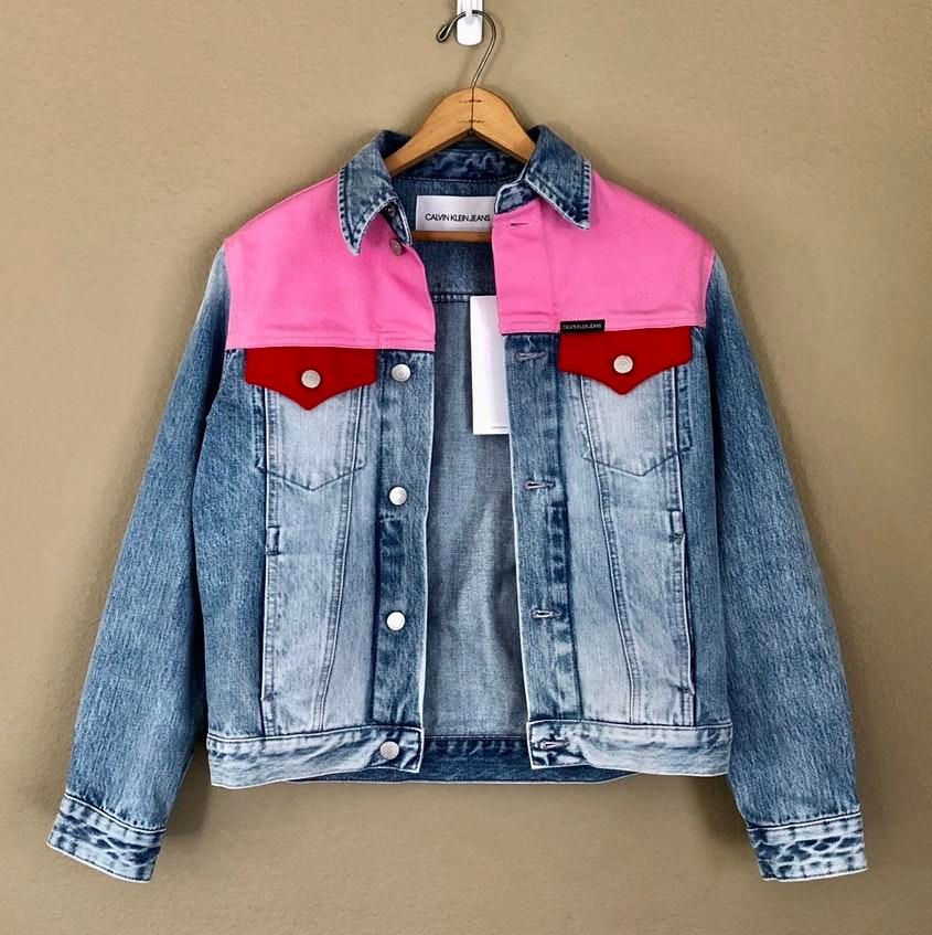 calvin klein colorblock denim jacket