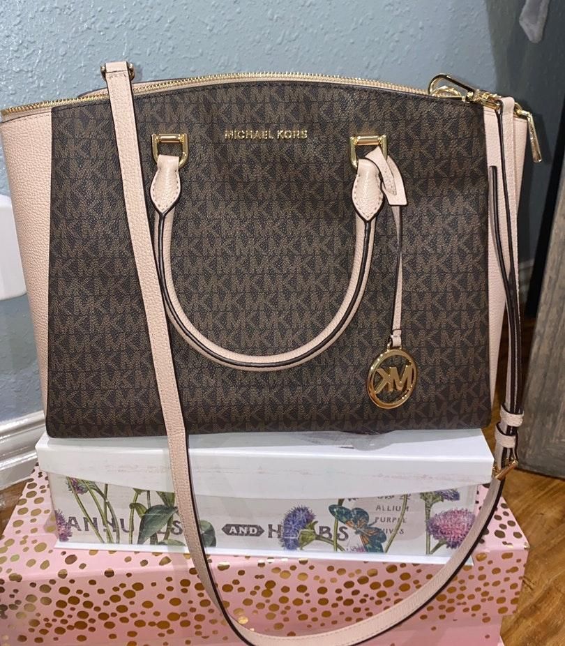 michael kors pink and brown bag