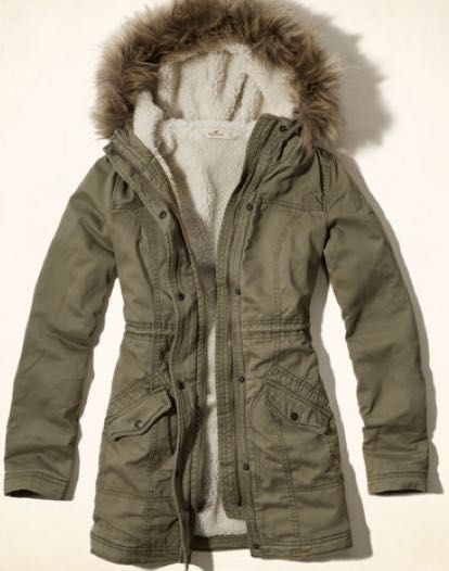 hollister green parka