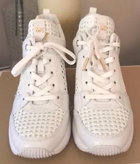 michael kors georgie woven leather trainer