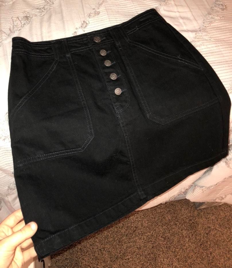 hollister black jean skirt