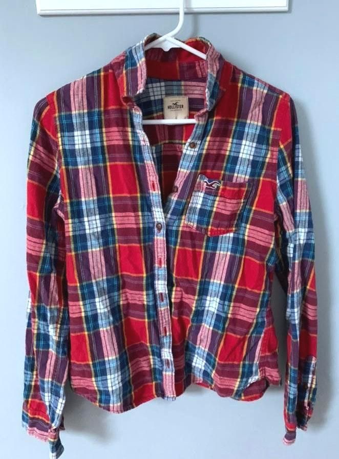 hollister red and blue flannel