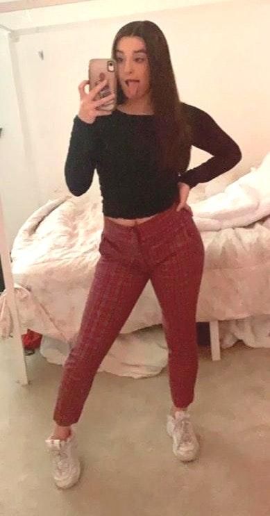 hollister red plaid pants