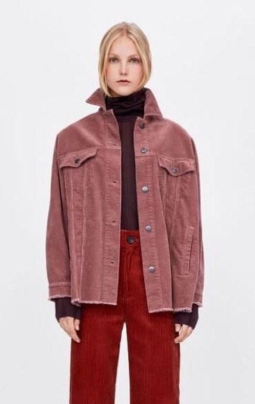 zara pink cord jacket