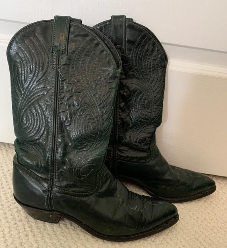dark green cowboy boots