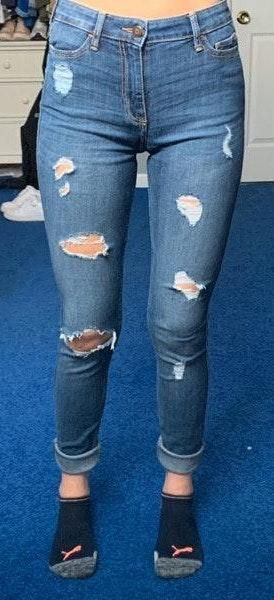 blue ripped jeans hollister