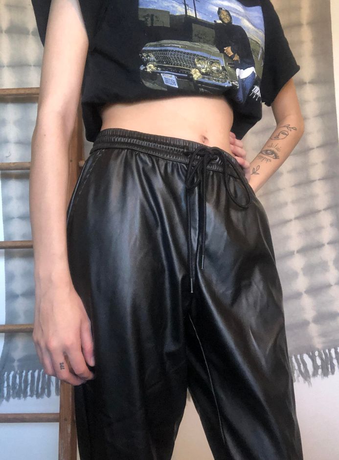 a new day leather joggers