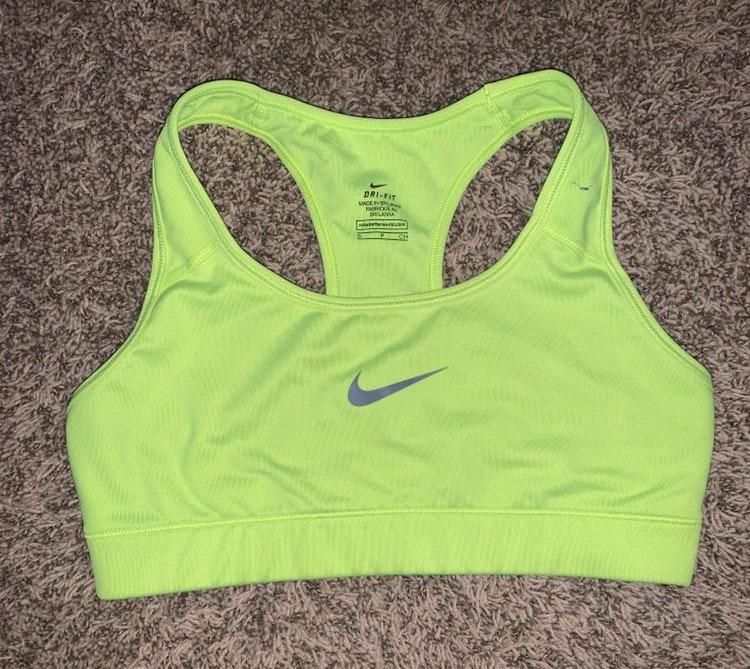 neon yellow nike sports bra