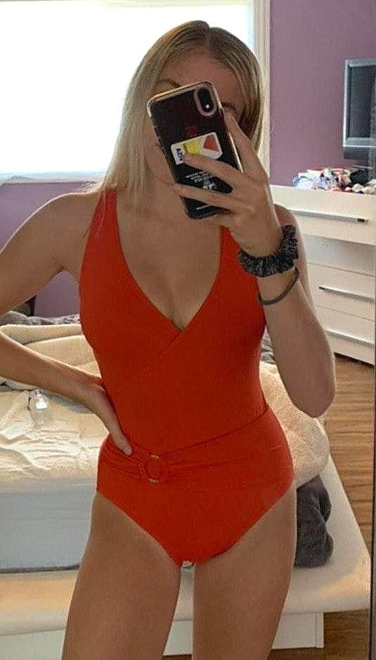 michael kors red one piece swimsuit