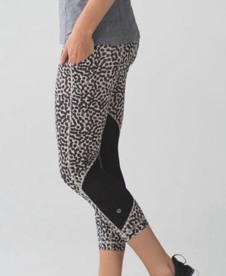 black lululemon leggings with white dots