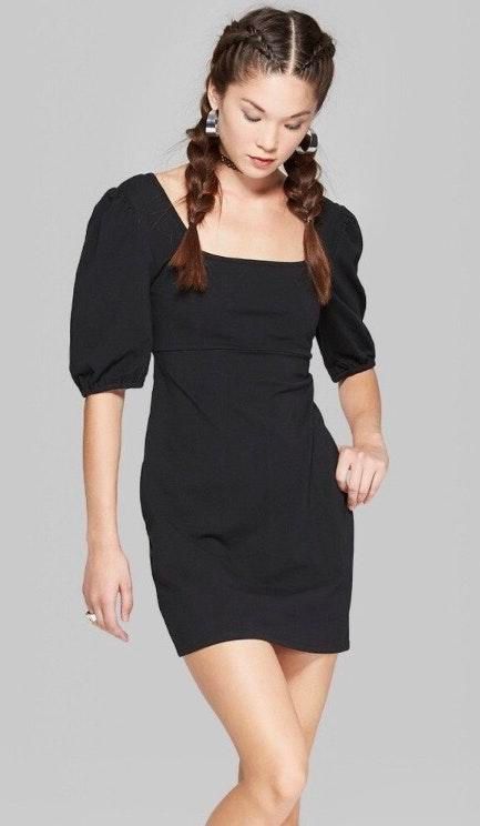 wild fable black dress puff sleeve