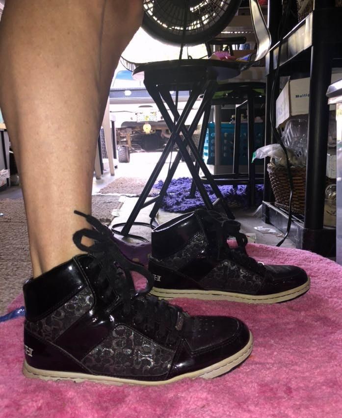 coach black high top sneakers