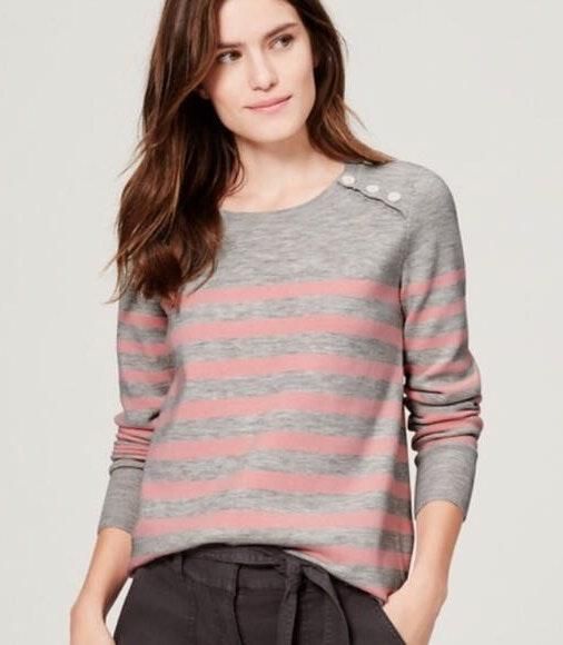 pink gray sweater