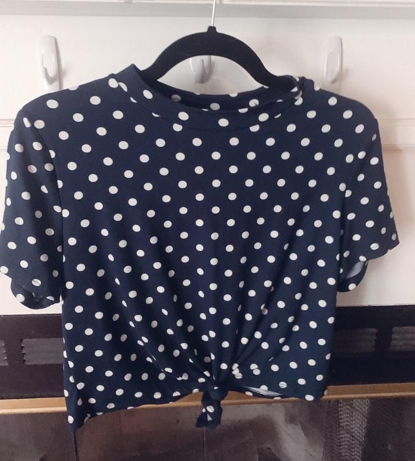 polka dot tie front top
