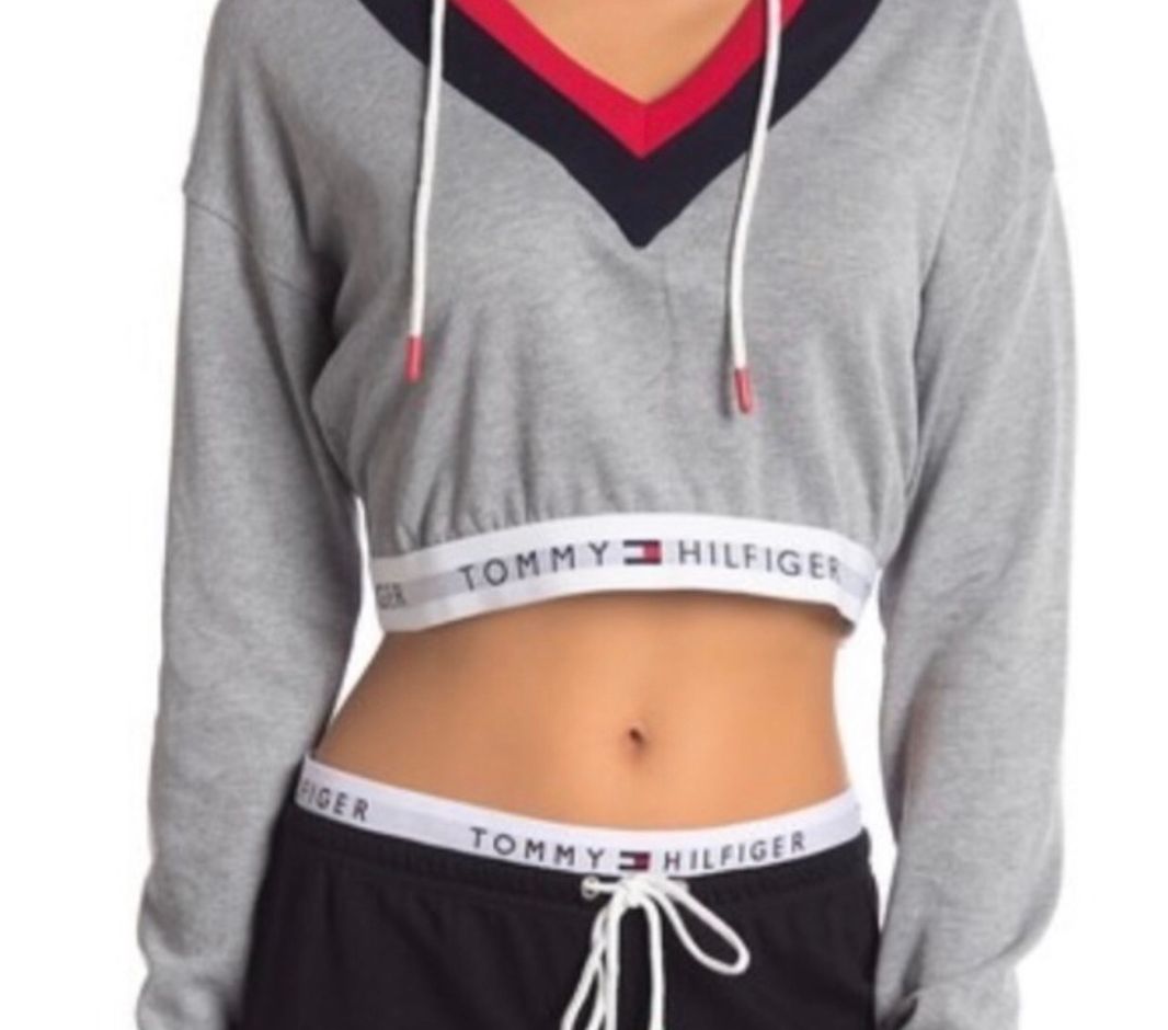 tommy jeans cropped logo hoodie