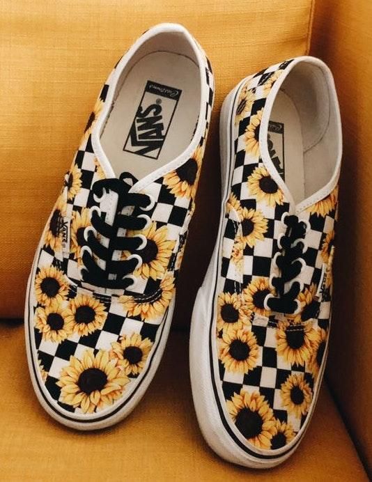 checkered vans sunflower
