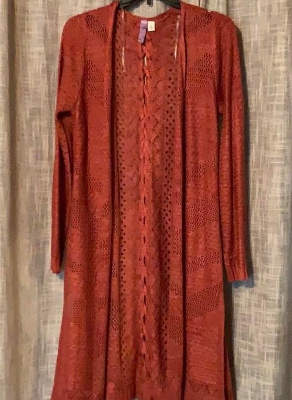 rustic orange cardigan
