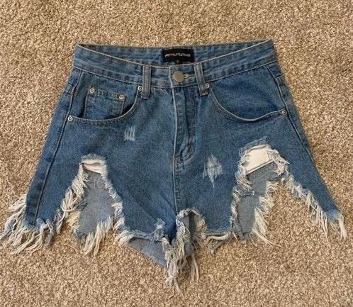 Pretty Little Thing Ripped High Waisted Shorts Curtsy