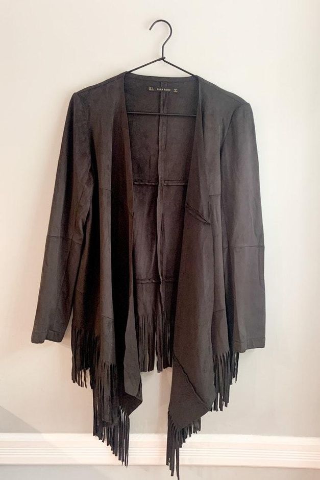 zara suede fringe jacket