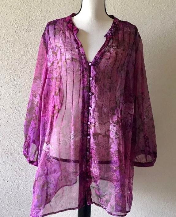 purple sheer blouse
