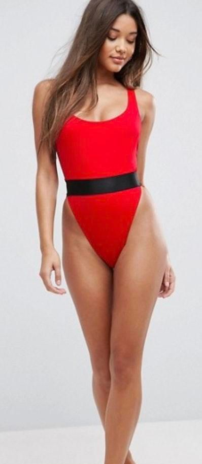 asos red swimsuit