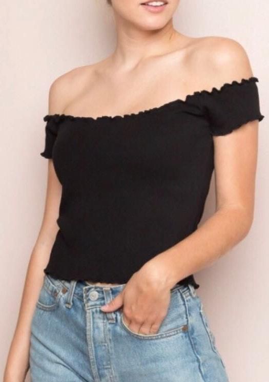 brandy melville black off the shoulder top