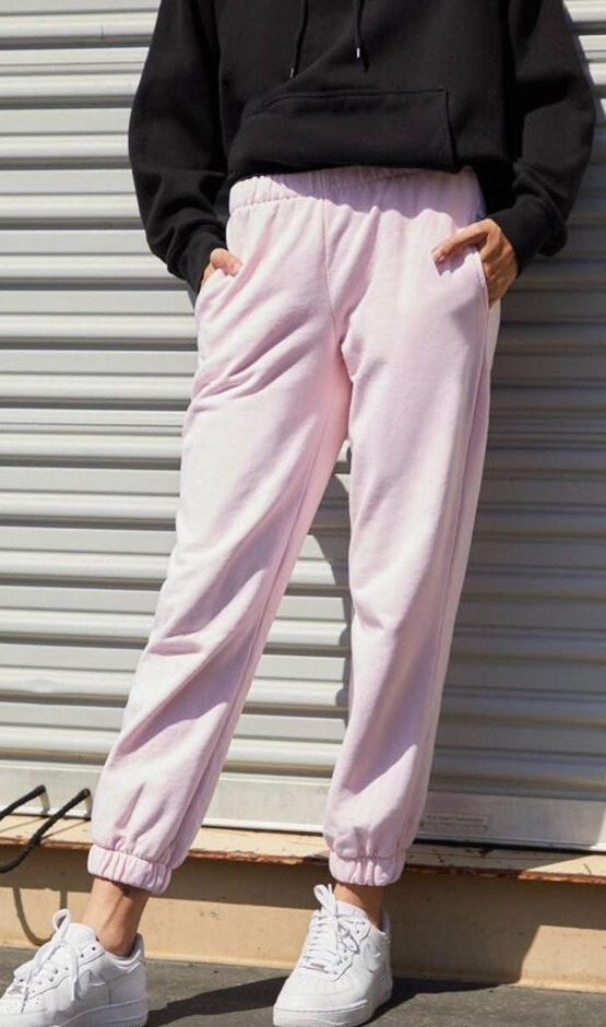 pastel pink sweatpants
