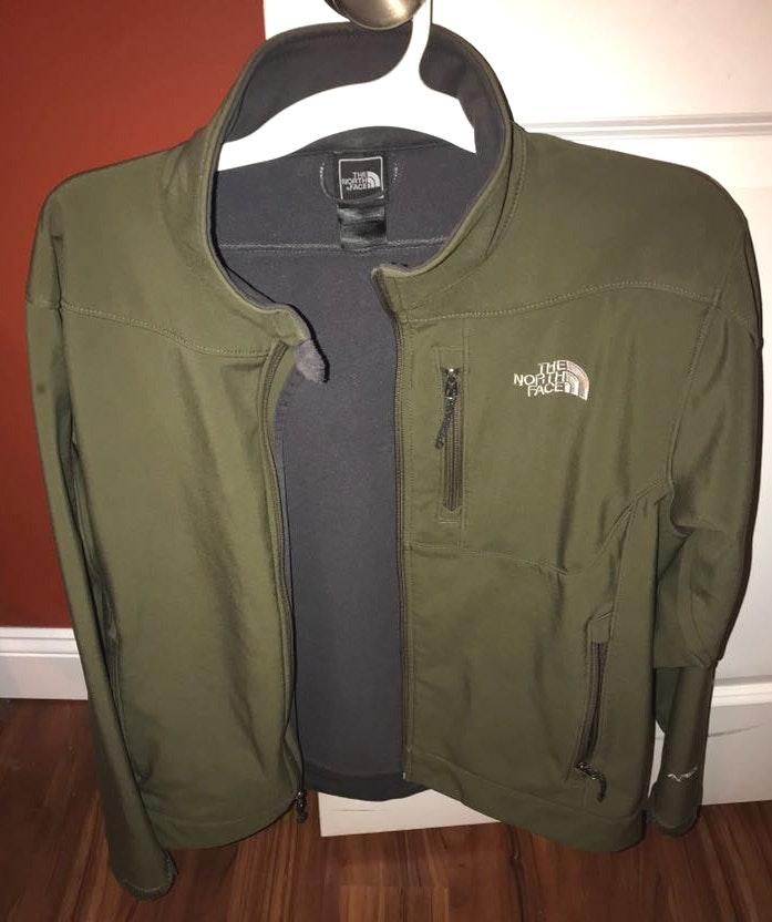 army green north face jacket