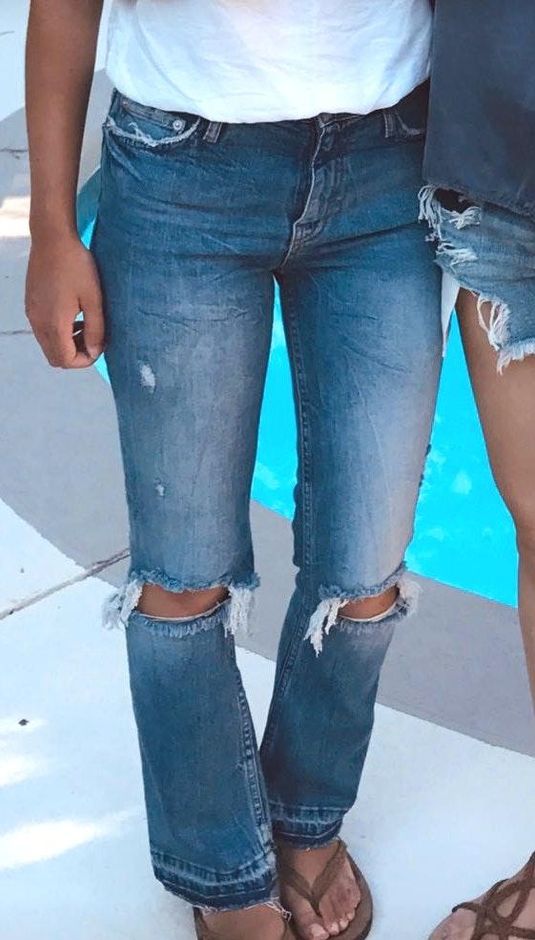 bootcut ripped jeans