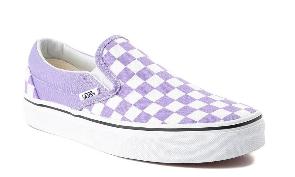 purple vans checkered