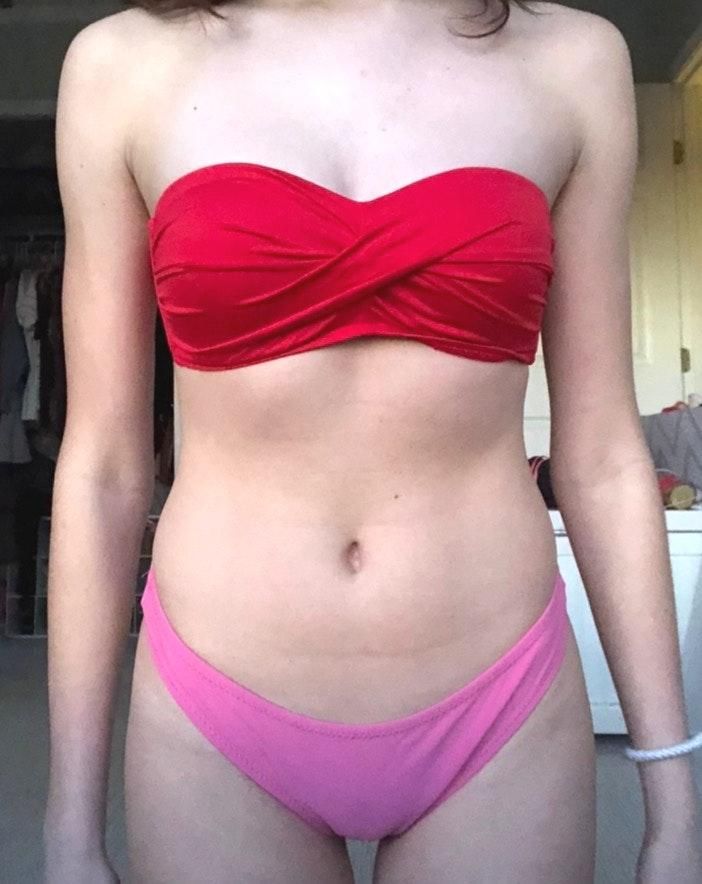 target red bathing suit top