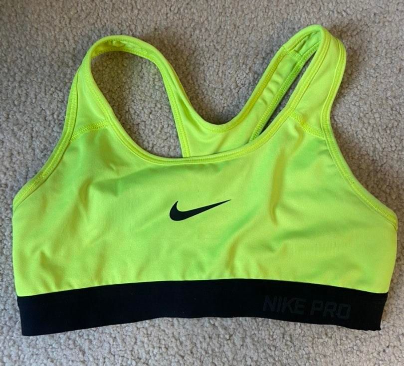 neon nike sports bra