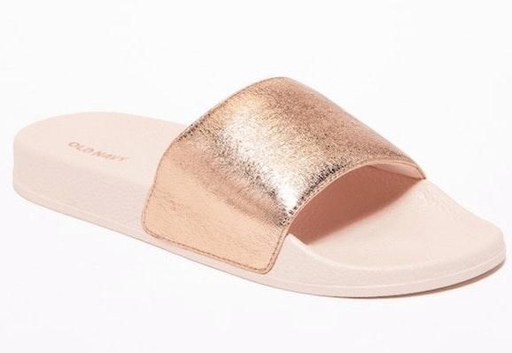 rose gold flip flops old navy