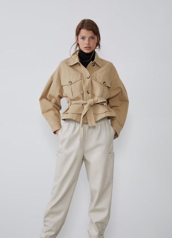 leather cargo pants zara