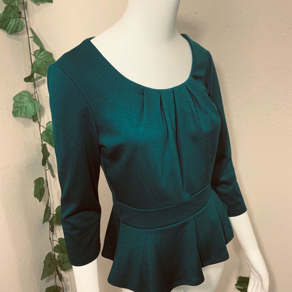 dark green peplum top