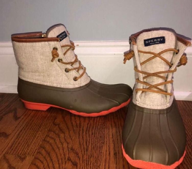 pink sperry duck boots