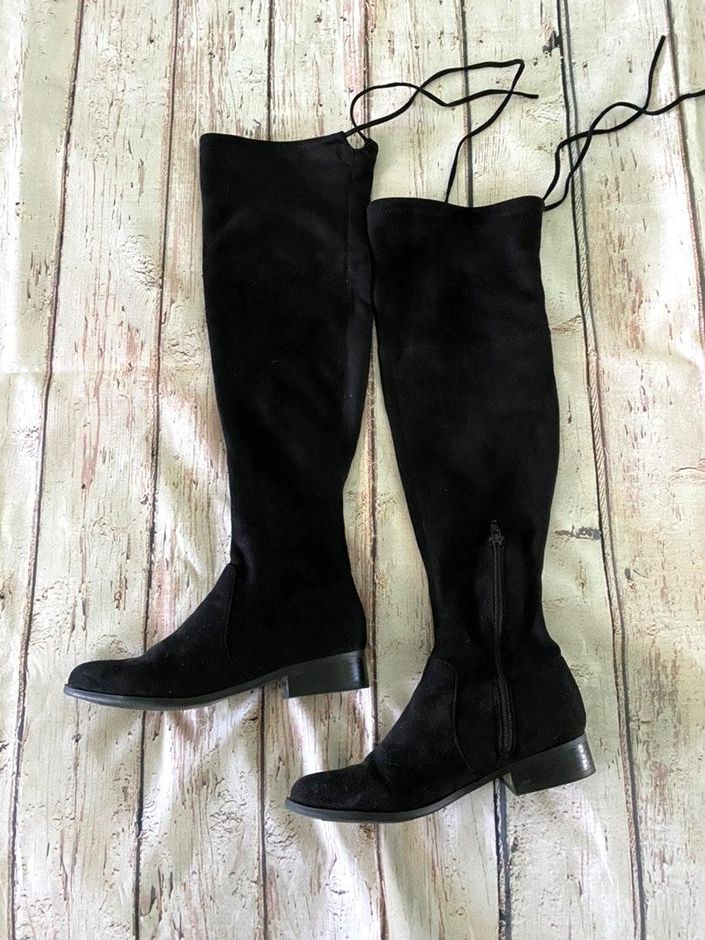 target black thigh high boots