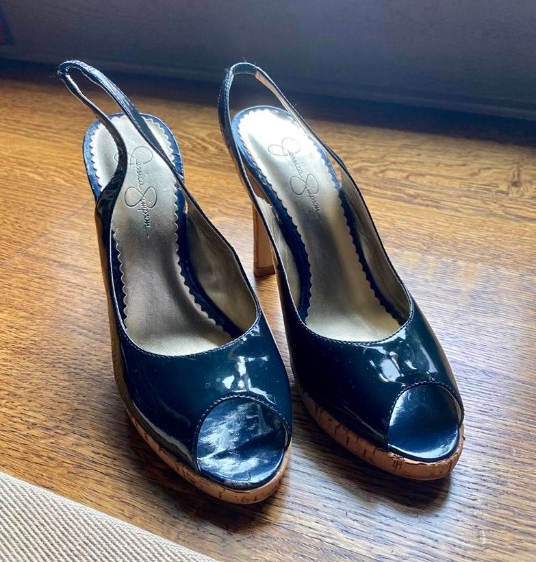 jessica simpson navy heels
