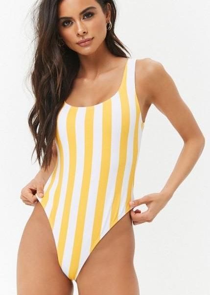yellow striped swimsuit