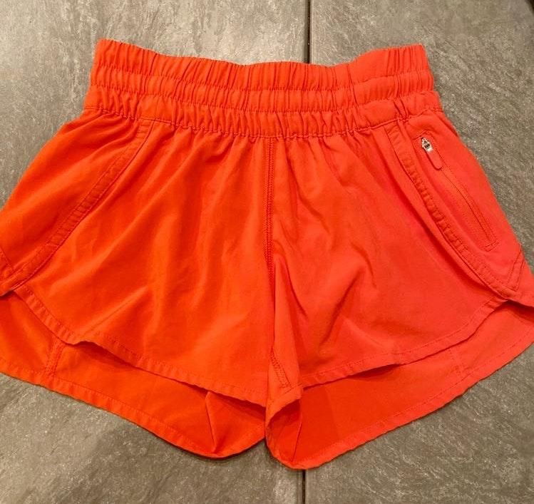 orange lululemon shorts