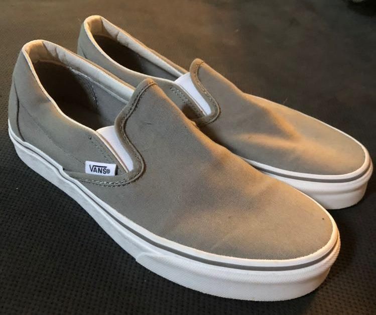light gray vans slip on